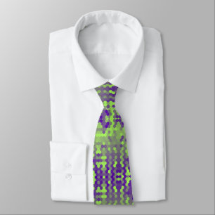 Corbata Patrón de hexágonos púrpura verde