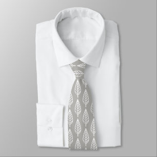 Corbata Patrón de hoja de caldo - gris plateado / gris y b