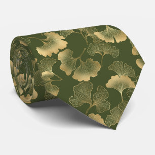 Corbata Patrón de hoja de Ginkgo vintage