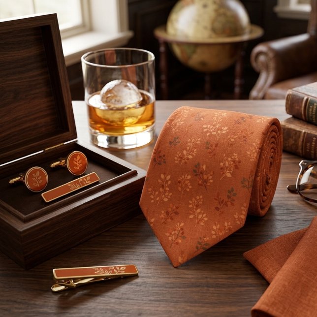 Corbata Patrón de Hoja de Naranja Rústica Cálida (Subido por el creador)