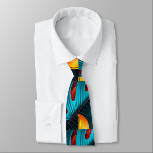 Corbata Patrón de hoja de palma verde
