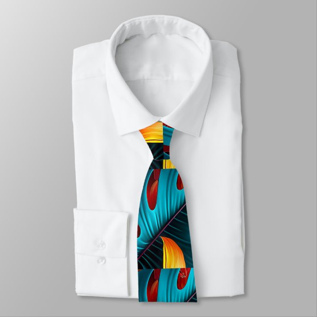 Corbata Patrón de hoja de palma verde (Atado)