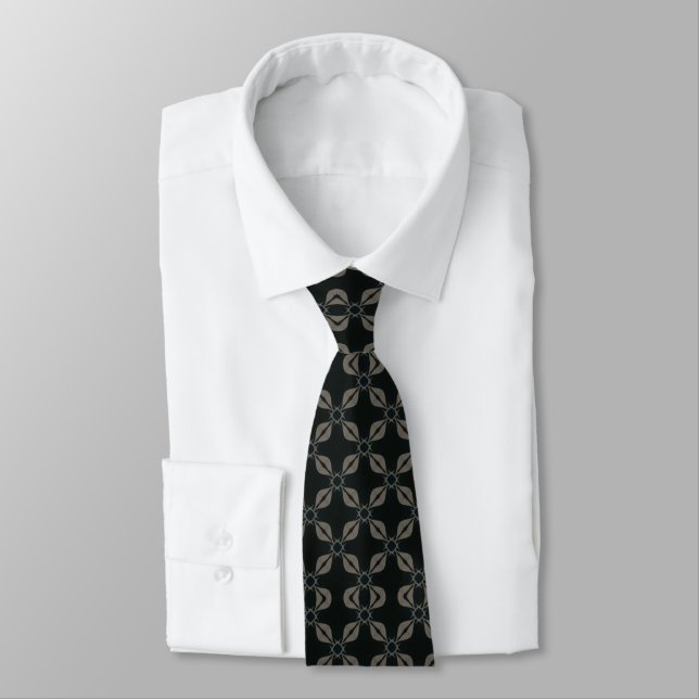 Corbata Patrón de hoja gris y negro (Atado)