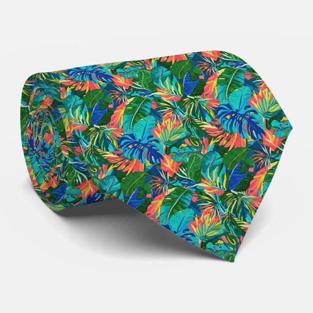 Corbata Patrón de hoja tropical brillante (Enrollado)