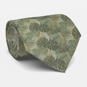 Corbata Patrón de Hoja Tropical de Monstera