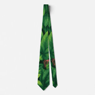 Corbata Patrón de hoja verde tropical