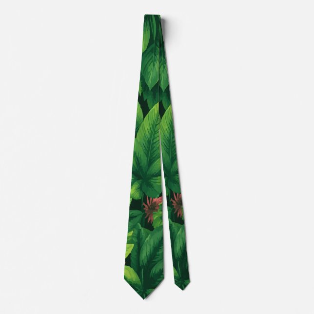 Corbata Patrón de hoja verde tropical (Anverso)