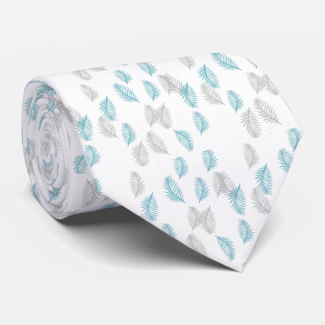 Corbata Patrón de hojas azules y grises (Enrollado)