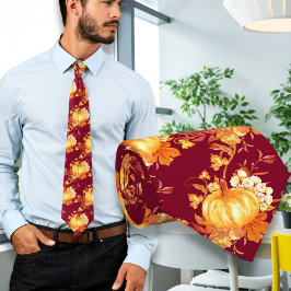 Corbata Patrón de hojas de calabaza de Acción de Gracias g
