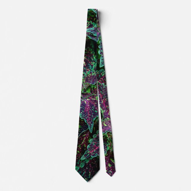 Corbata Patrón de hojas de Coleus vibrantes. (Anverso)