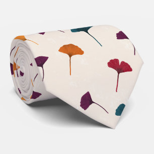 Corbata Patrón de hojas de Ginkgo Color de agua Caída Colo