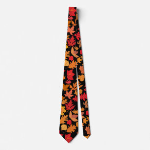 Corbata Patrón de hojas de otoño 02 Black BG