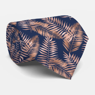 Corbata Patrón de Hojas de Palma Tropicales Rosa Oro Azul 