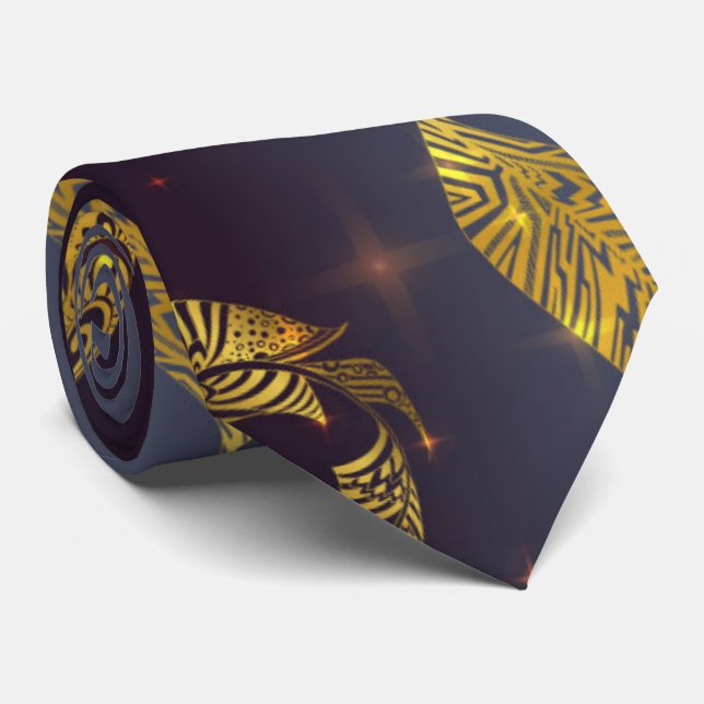 Corbata Patrón de hojas doradas (Enrollado)