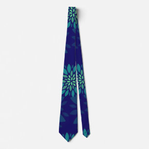 Corbata Patrón de hojas florales azul y verde marino moder