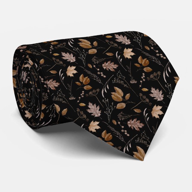 Corbata Patrón de hojas otoñales (Enrollado)