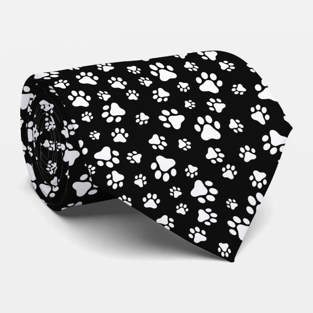 Corbata Patrón de hojas, pinturas, negro y blanco (Enrollado)