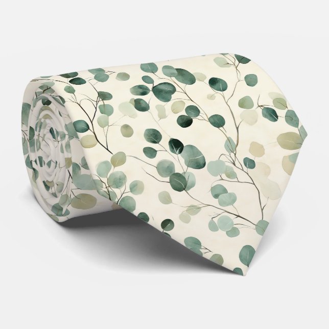 Corbata Patrón de Hojas Prensadas Botánicas – Estampa de H (Enrollado)