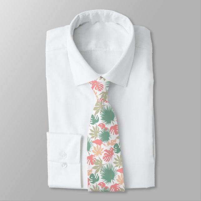 Corbata Patrón de hojas tropicales sin foco (Atado)