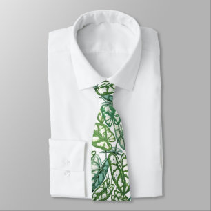 Corbata Patrón de hojas tropicales verdes