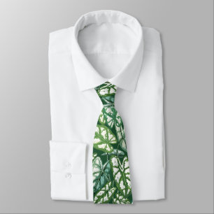 Corbata Patrón de hojas tropicales verdes