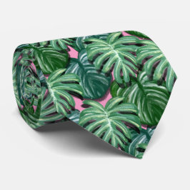 Corbata Patrón de hojas tropicales verdes exóticas