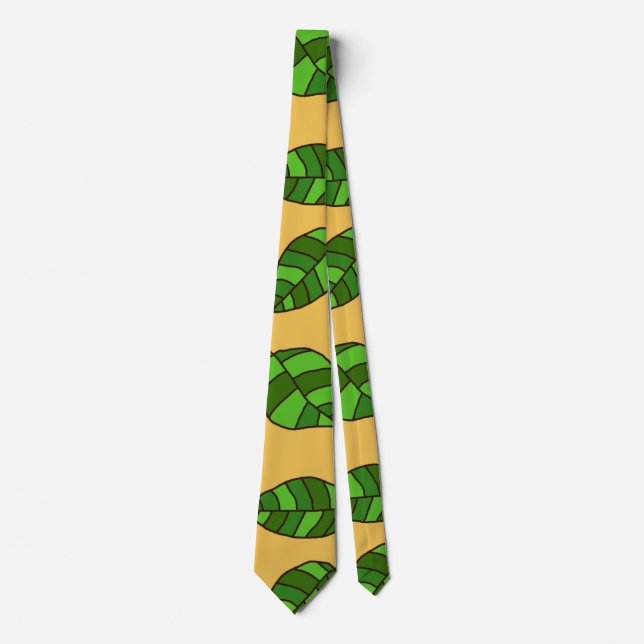Corbata Patrón de hojas verdes ajustable (Anverso)