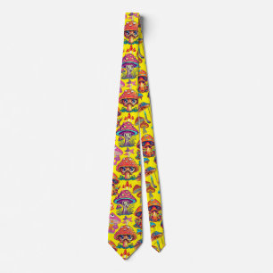 Corbata Patrón de hongos psicodélicos 3D B.B amarillo BG