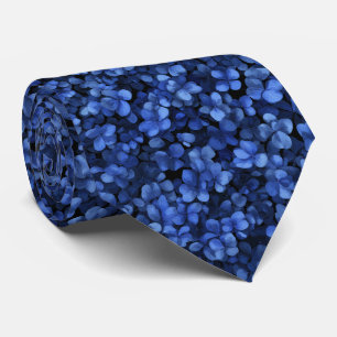 Corbata Patrón de Hortensia Azul Oscuro