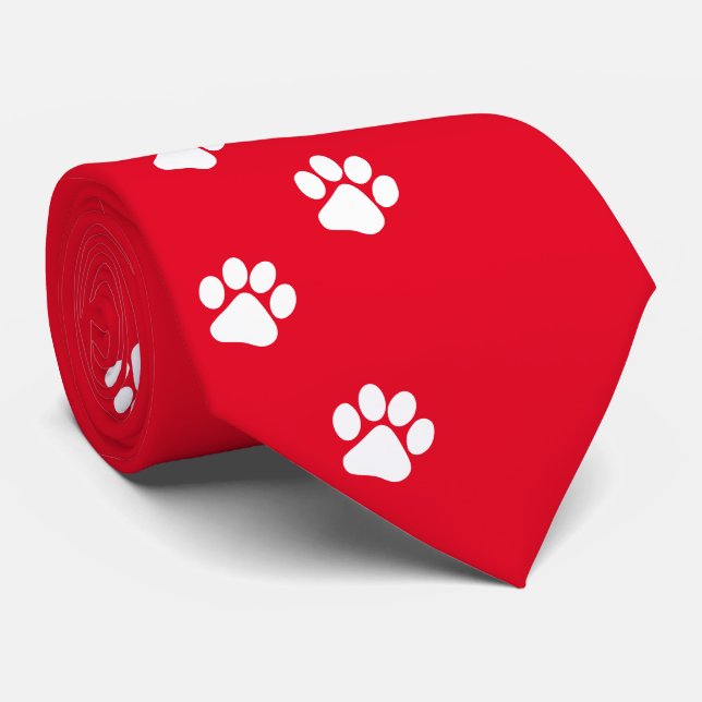 Corbata Patrón de huella de garra de gato personalizable (Enrollado)