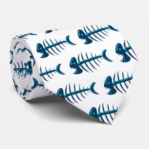 Corbata Patrón de huesos de peces azules