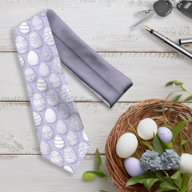 Corbata Patrón de Huevos de Pascua Decorados Violeta ID109 (Subido por el creador)