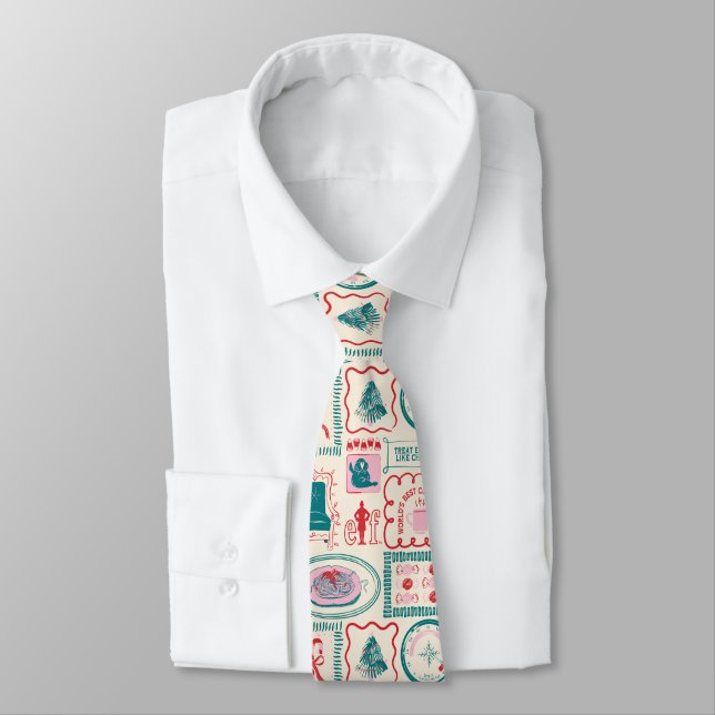 Corbata Patrón de iconos de vacaciones de Elf (Atado)