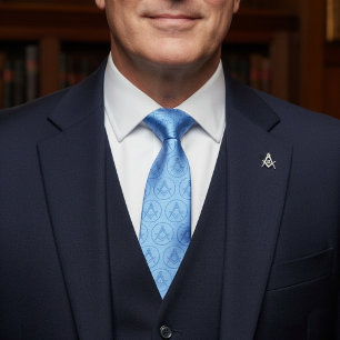 Corbata Patrón de iconos masón Regalos únicos Lodge azul