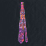 Corbata Patrón de Ilustracion de flores botánicas en morad<br><div class="desc">Añade un toque de color a cualquier conjunto con este atajo de cuello del patrón de arte pop floral de colores audaces.</div>