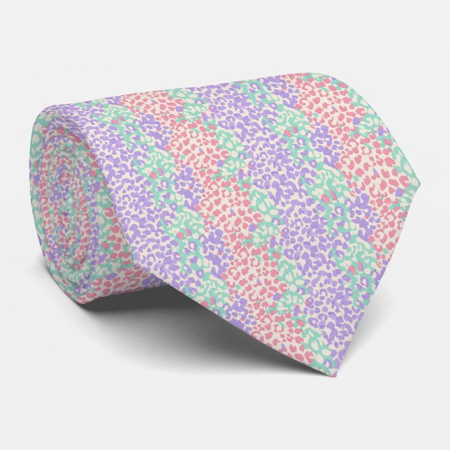 Corbata Patrón de Impresión de Animal de Leopardo Pastel (Enrollado)