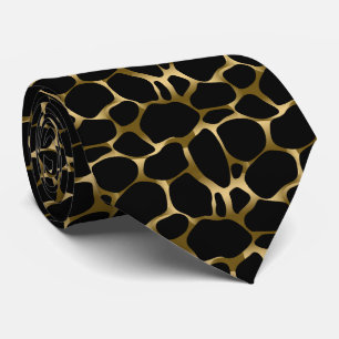 Corbata Patrón De Impresión De Leopardo Negro Y Oro