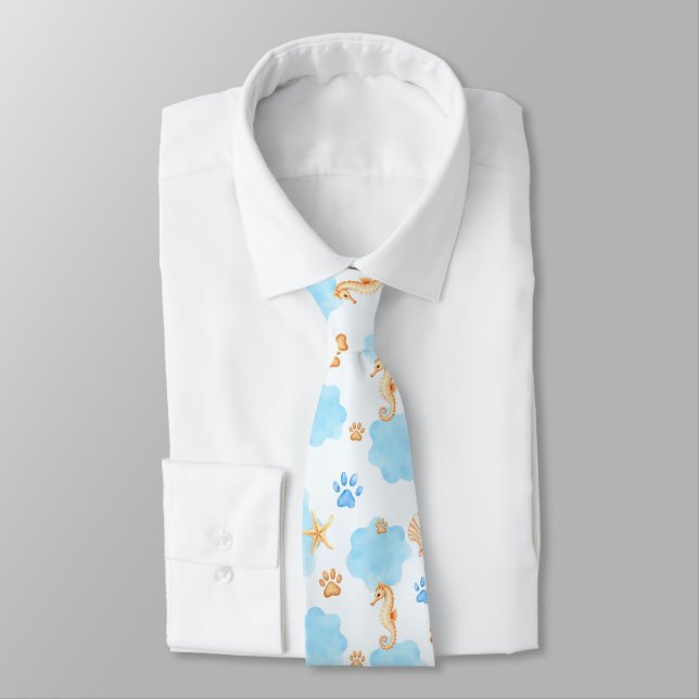 Corbata Patrón de impresión de pata de inspiración oceánic (Atado)