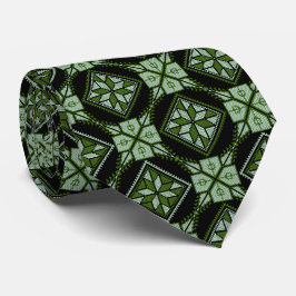 Corbata Patrón de impresión de tártaro verde y negro Henna