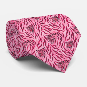 Corbata Patrón de Impresión de Tigre Rosa y Negro