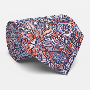 Corbata Patrón de impresión pintado a mano con gatos de Al