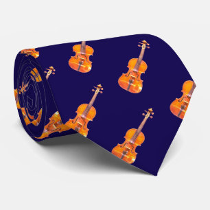 Corbata Patrón de Instrumento Musical Violines Azul Marino