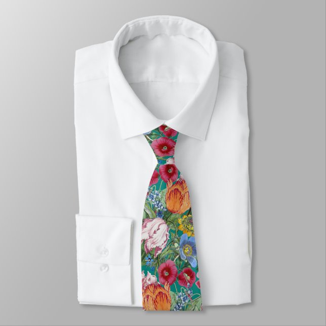 Corbata Patrón de jardín de flores de primavera (Atado)