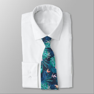 Corbata Patrón de jardín de flores tropical azul