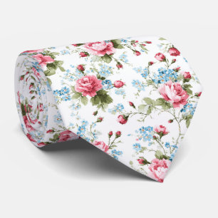 Corbata Patrón de jardín de rosas de acuarela romántica