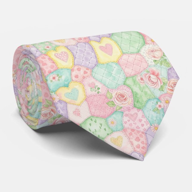Corbata Patrón de jardín de rosas pastel (Enrollado)