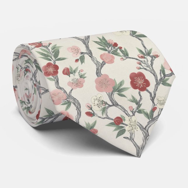 Corbata Patrón de jardín floral japonés (Enrollado)