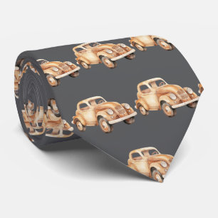 Corbata Patrón de juguete de coche infantil vintage gris