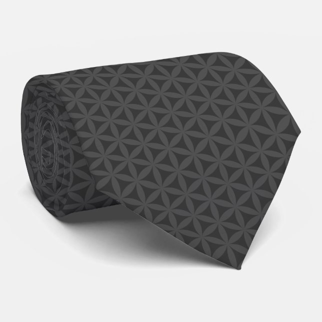Corbata Patrón de la flor gris oscura de la vida (Enrollado)