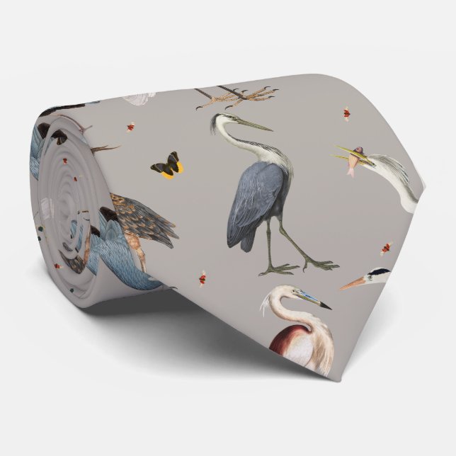 Corbata Patrón de la Naturaleza de los áridos de la garza  (Enrollado)